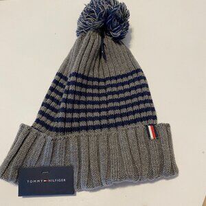 Tommy Hilfiger Grey and Blue Knit Hat